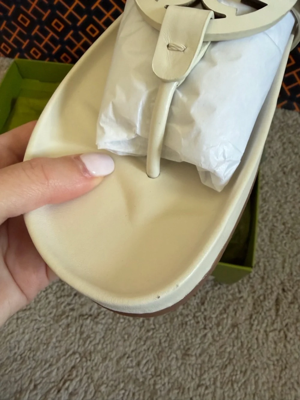 Tory Burch Miller Cloud Leather Sandal New Ivory Size 8